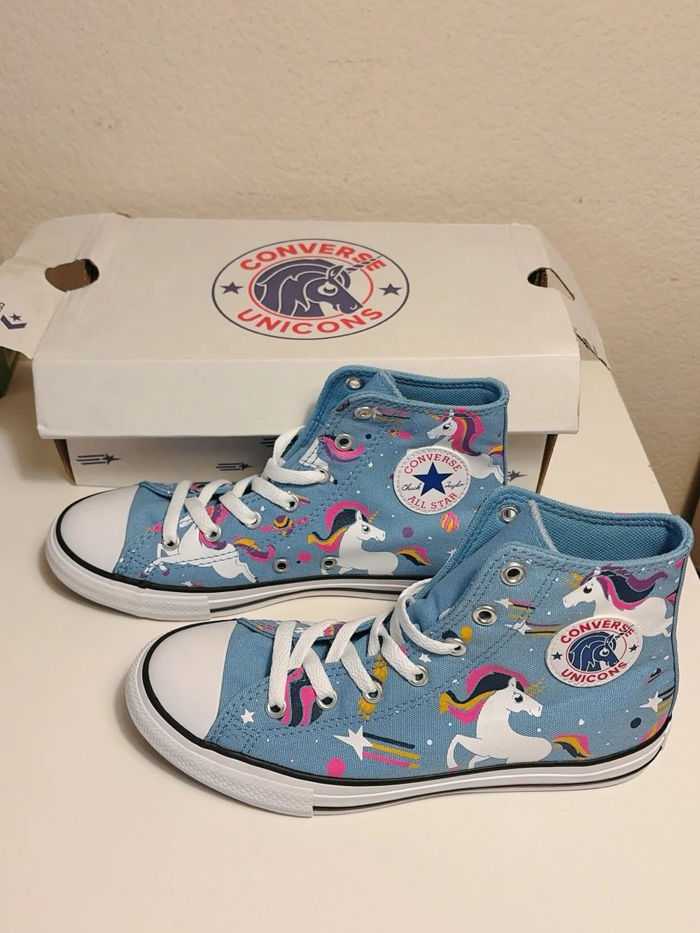 NEW Converse Unicorns Chuck Taylor All Star Hi Kids Blue High Top Shoes 665472C